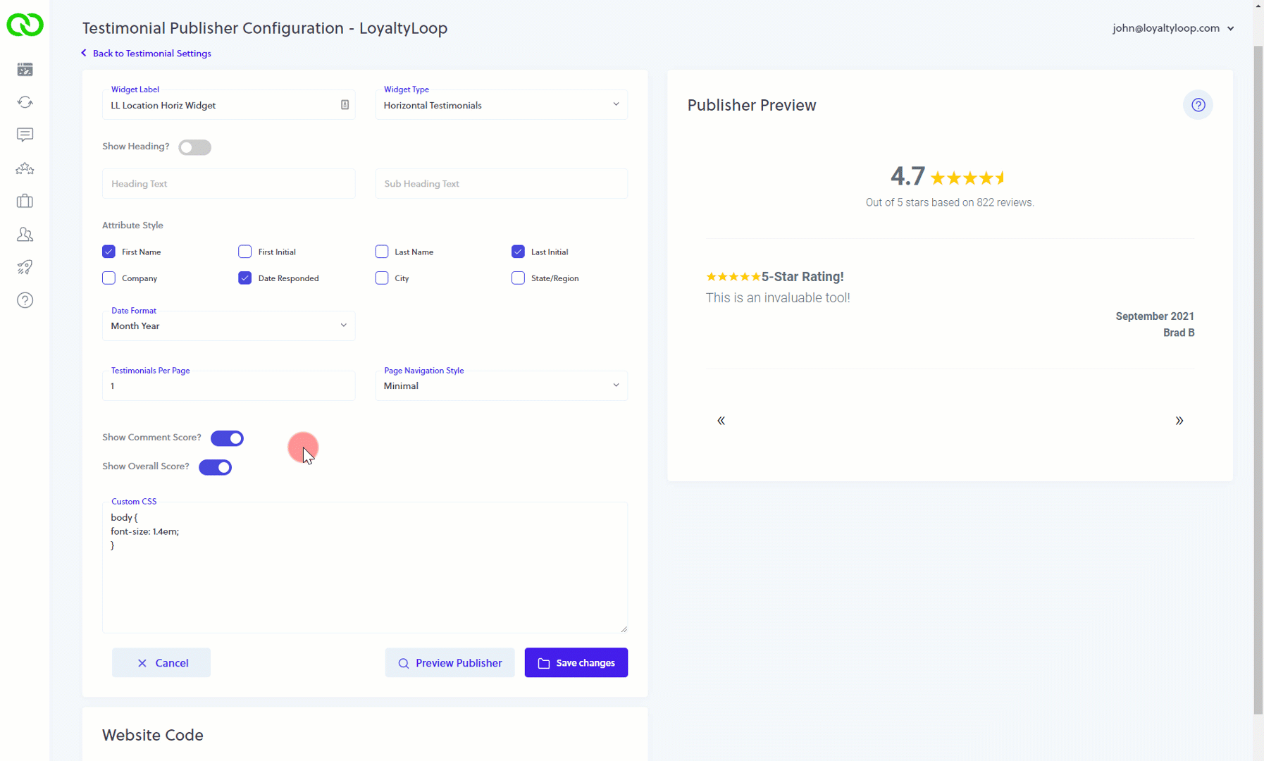 publish testimonials to your website
