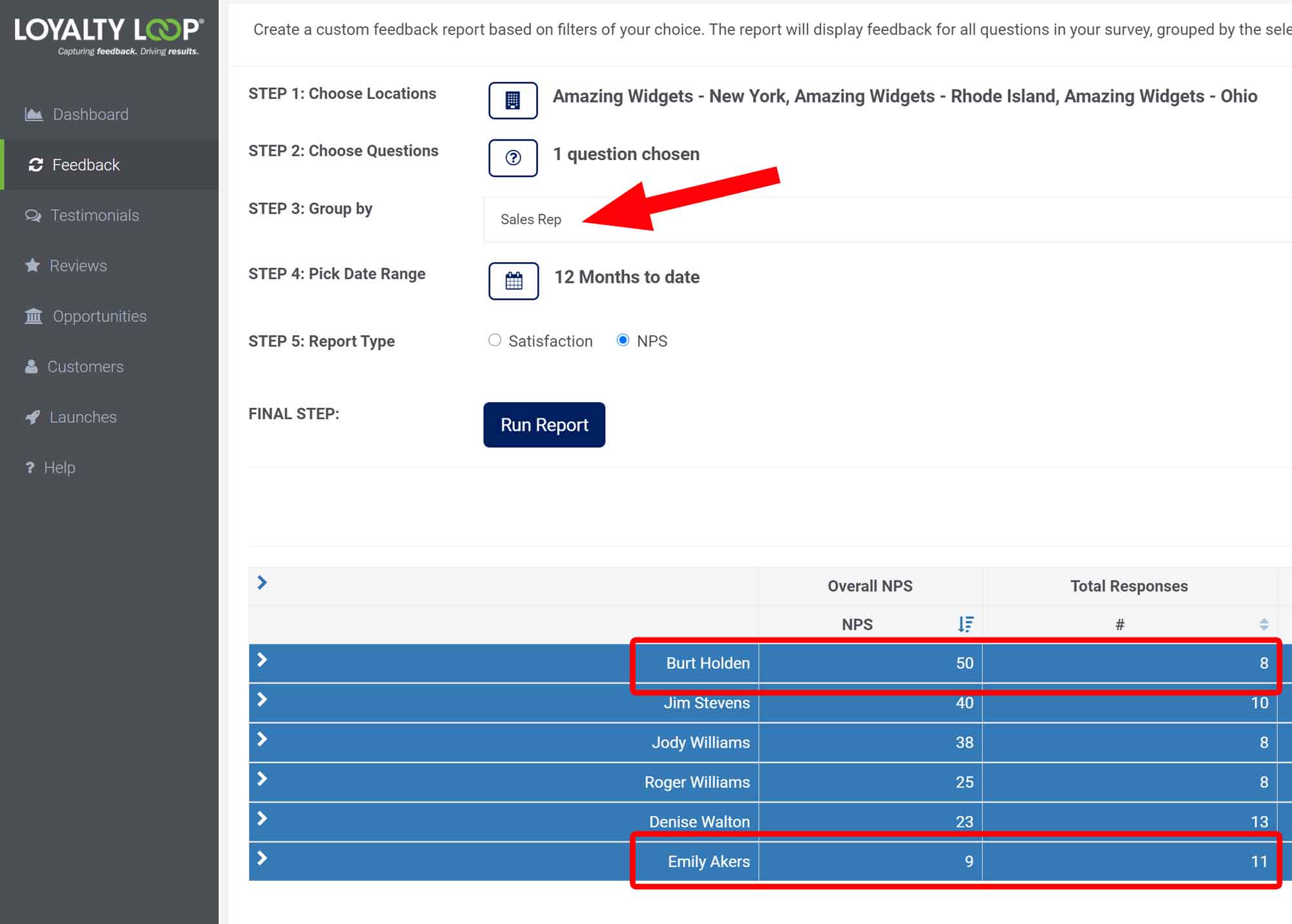 LoyaltyLoop Feedback by Filter
