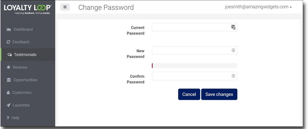 loyaltyloop change password