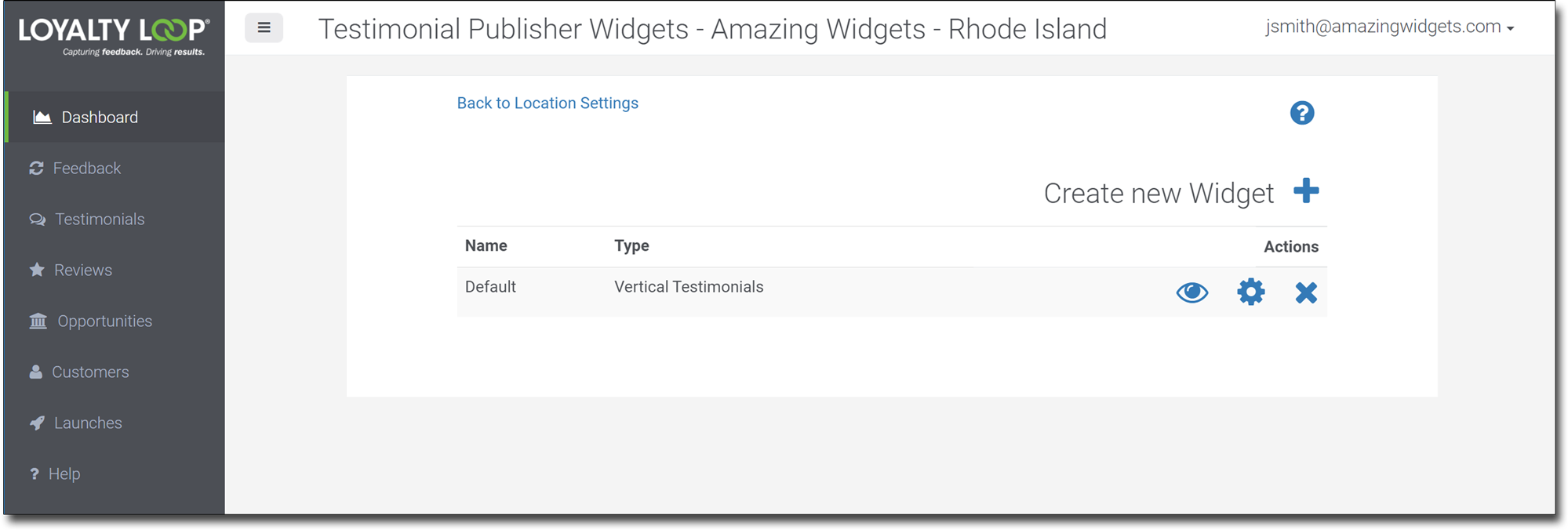 LoyaltyLoop Testimonial Publisher Widget